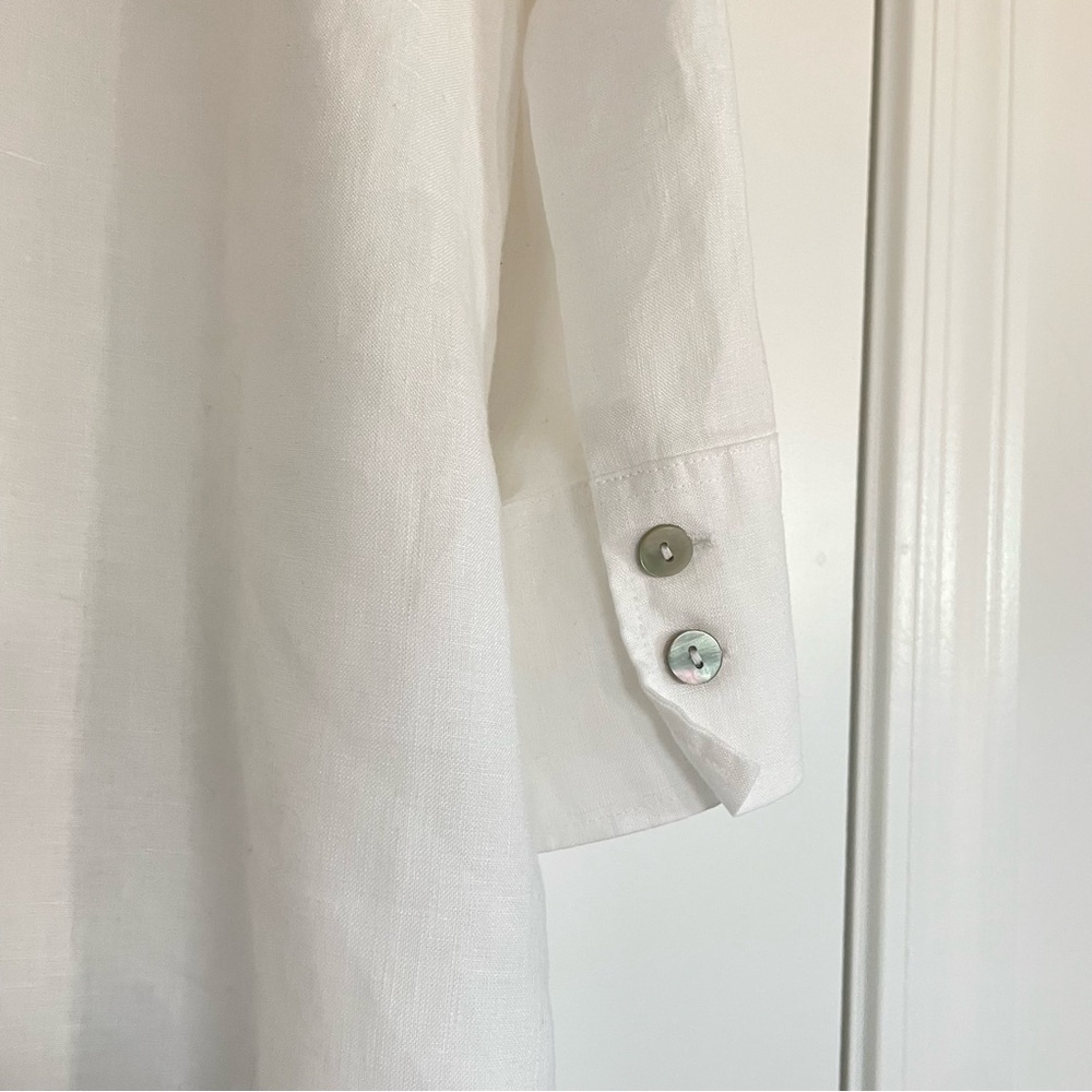 Chico's 100% Linen Classic White Pullover Tunic Blouse Size 14 - Picture 8 of 8